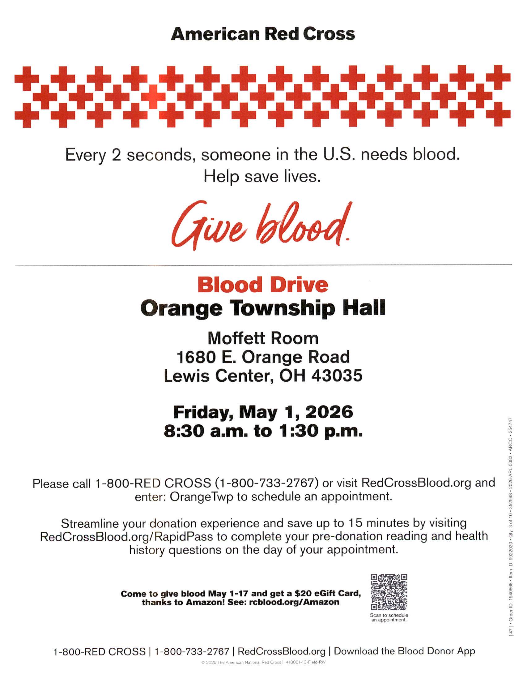 Blood Drive - May 1st - Orange Township, OH - Official Website